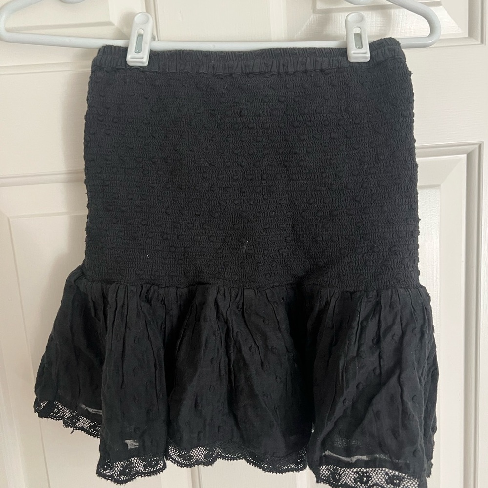 Love shack fancy Elegant Black Ruffled Skirt